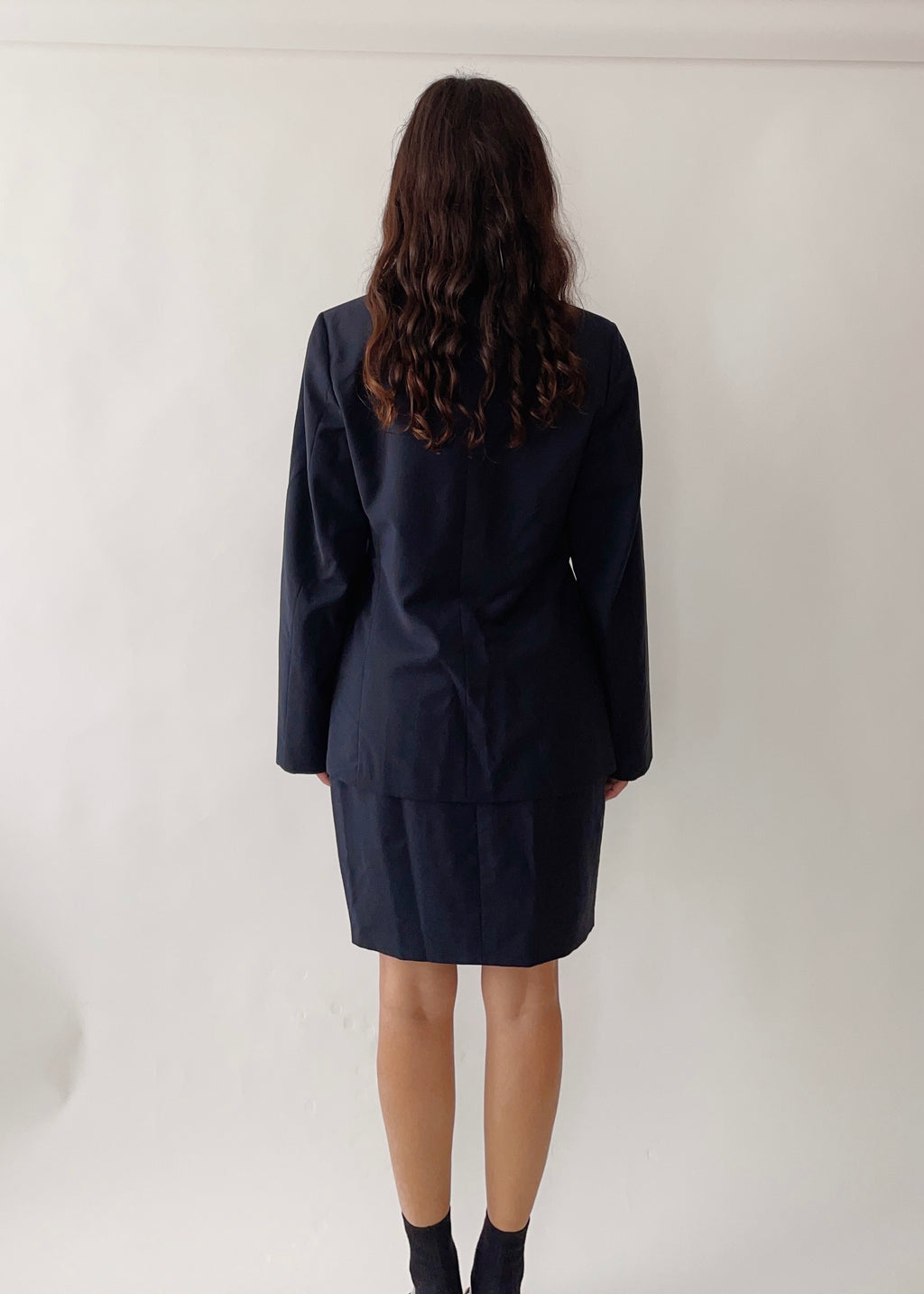 Early 2000s Jil Sander Navy Wool/Mohair Skirt Set
