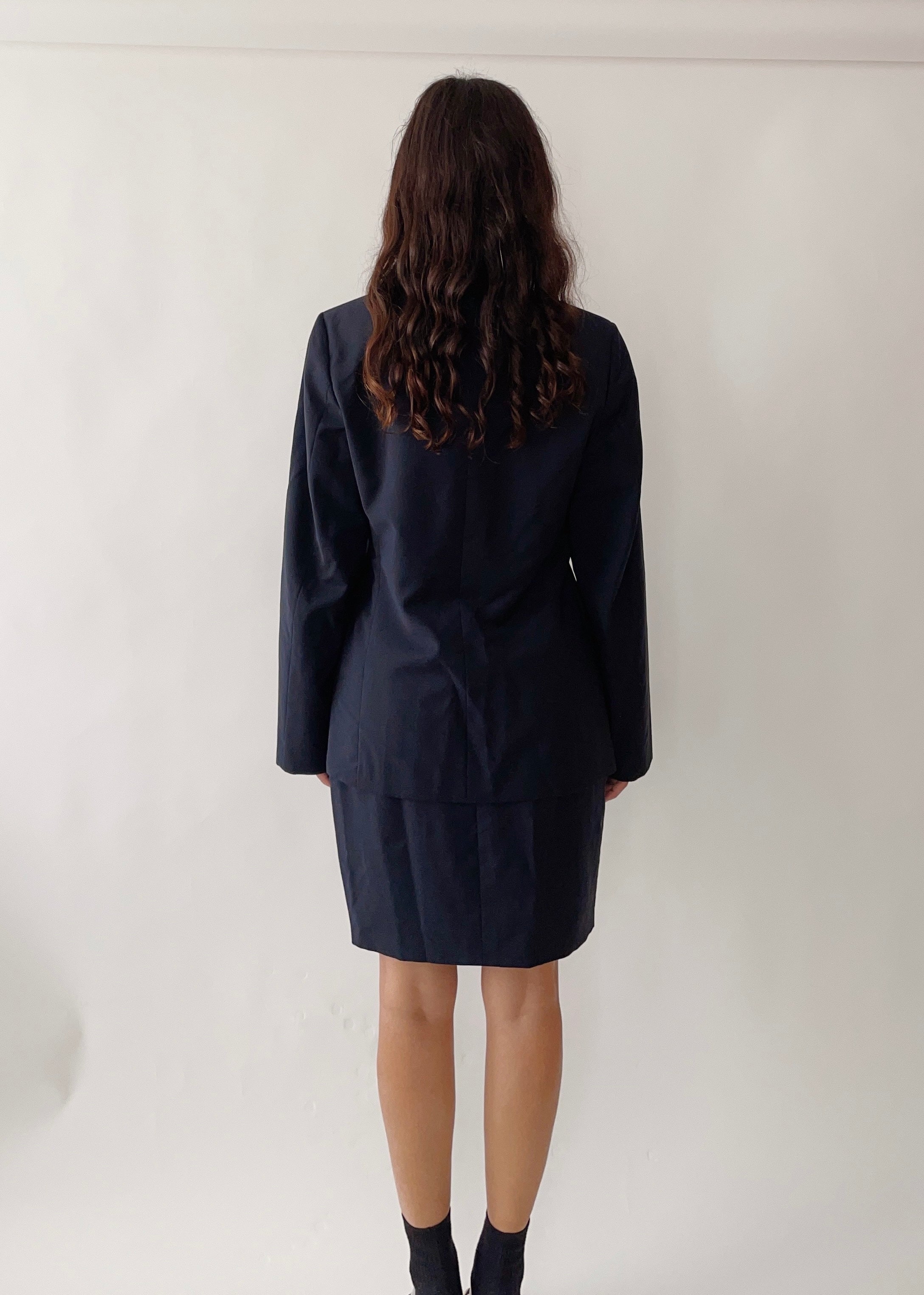 Early 2000s Jil Sander Navy Wool/Mohair Skirt Set