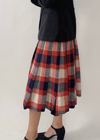 1970s Celine Plaid Wool Skirt