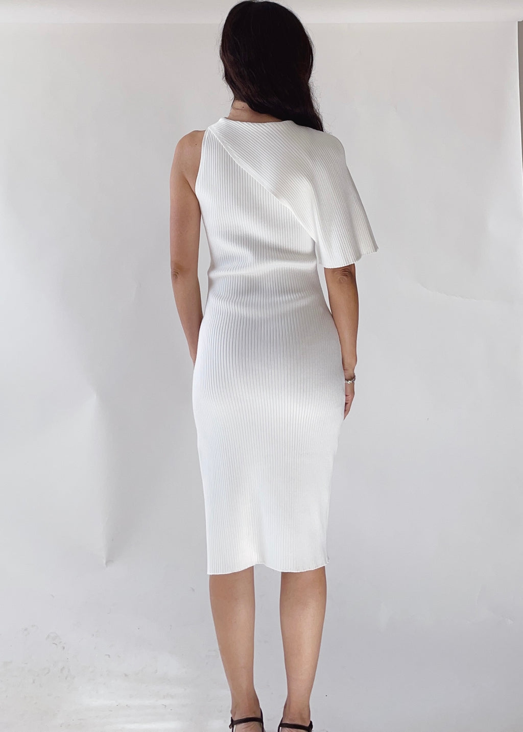 Courrèges White Knit Asymmetrical Dress