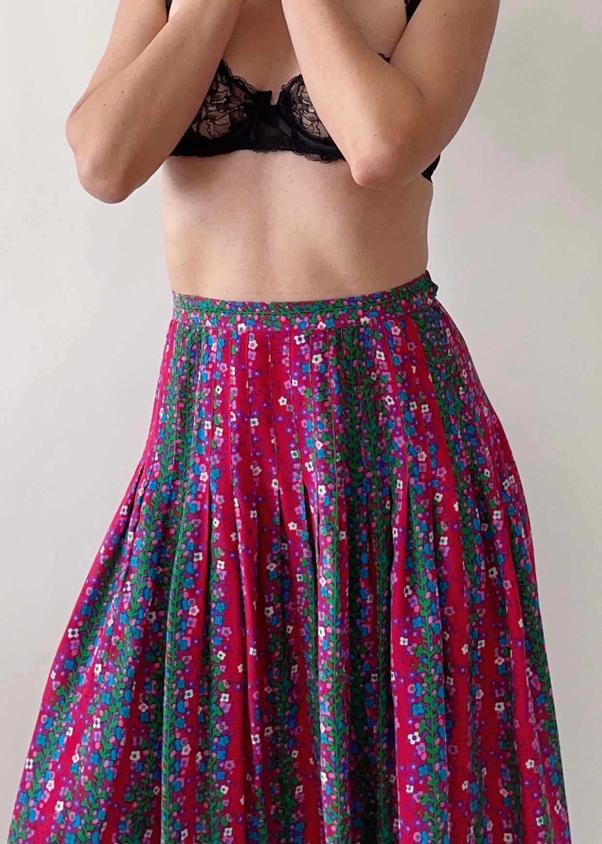 1977 YSL Silk Floral Skirt