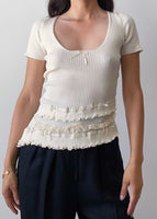 90s Anna Molinari Cream Summer Knit Top