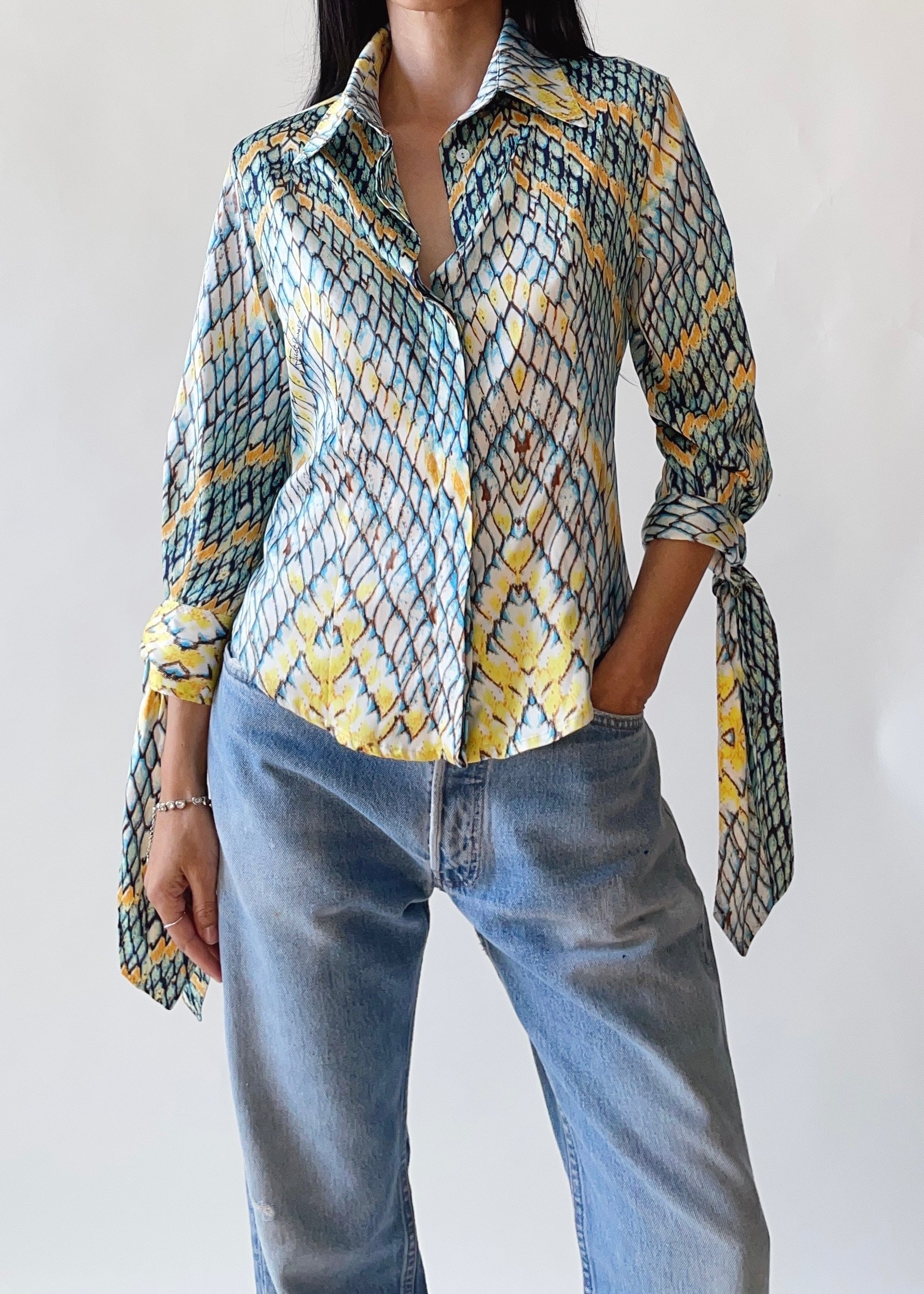 Early 2000s Just Cavalli Snake Print Top