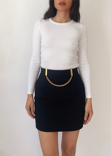 Vintage Celine Wool Chain Mini Skirt