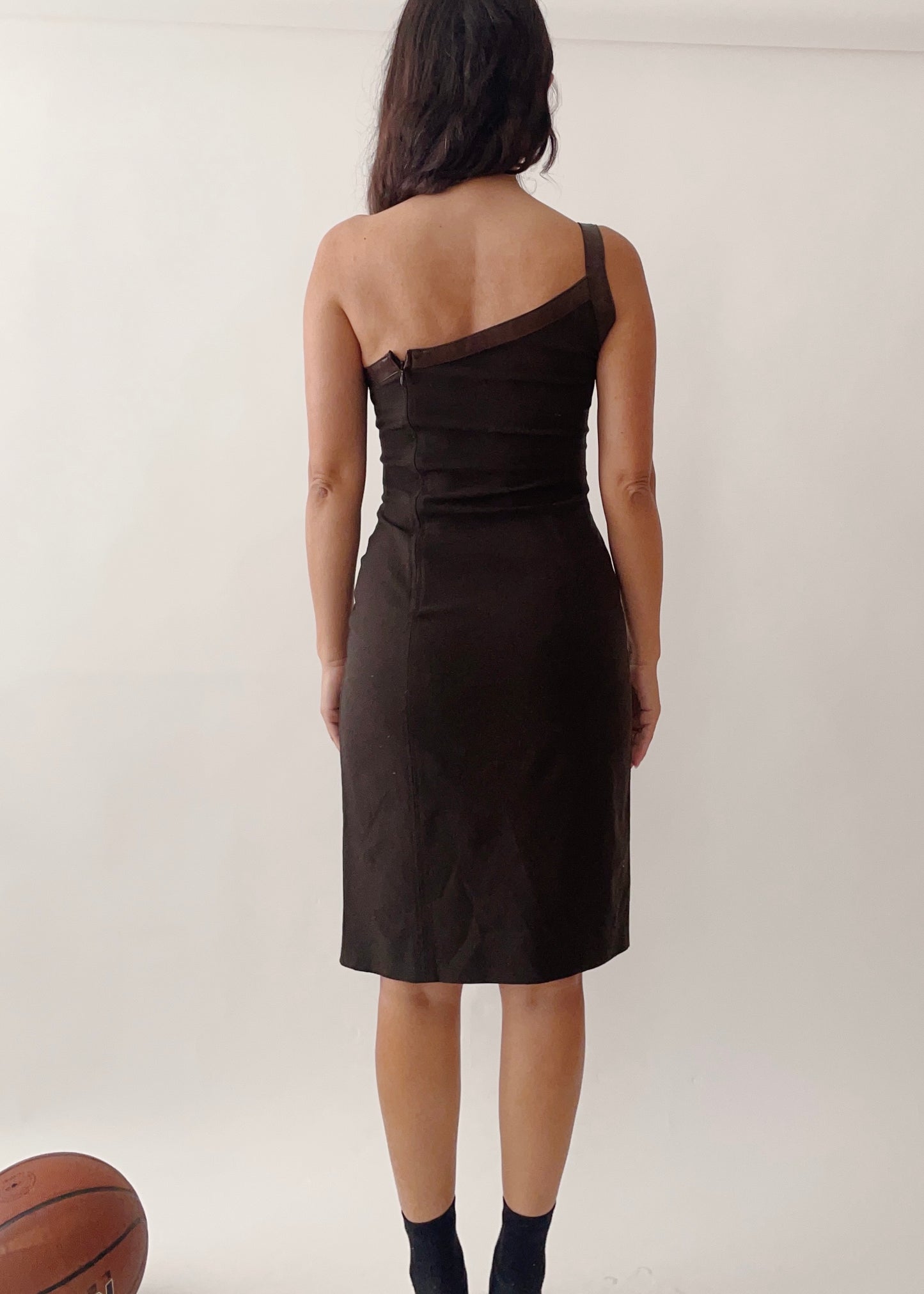 Plein Sud Brown One-Shoulder Dress