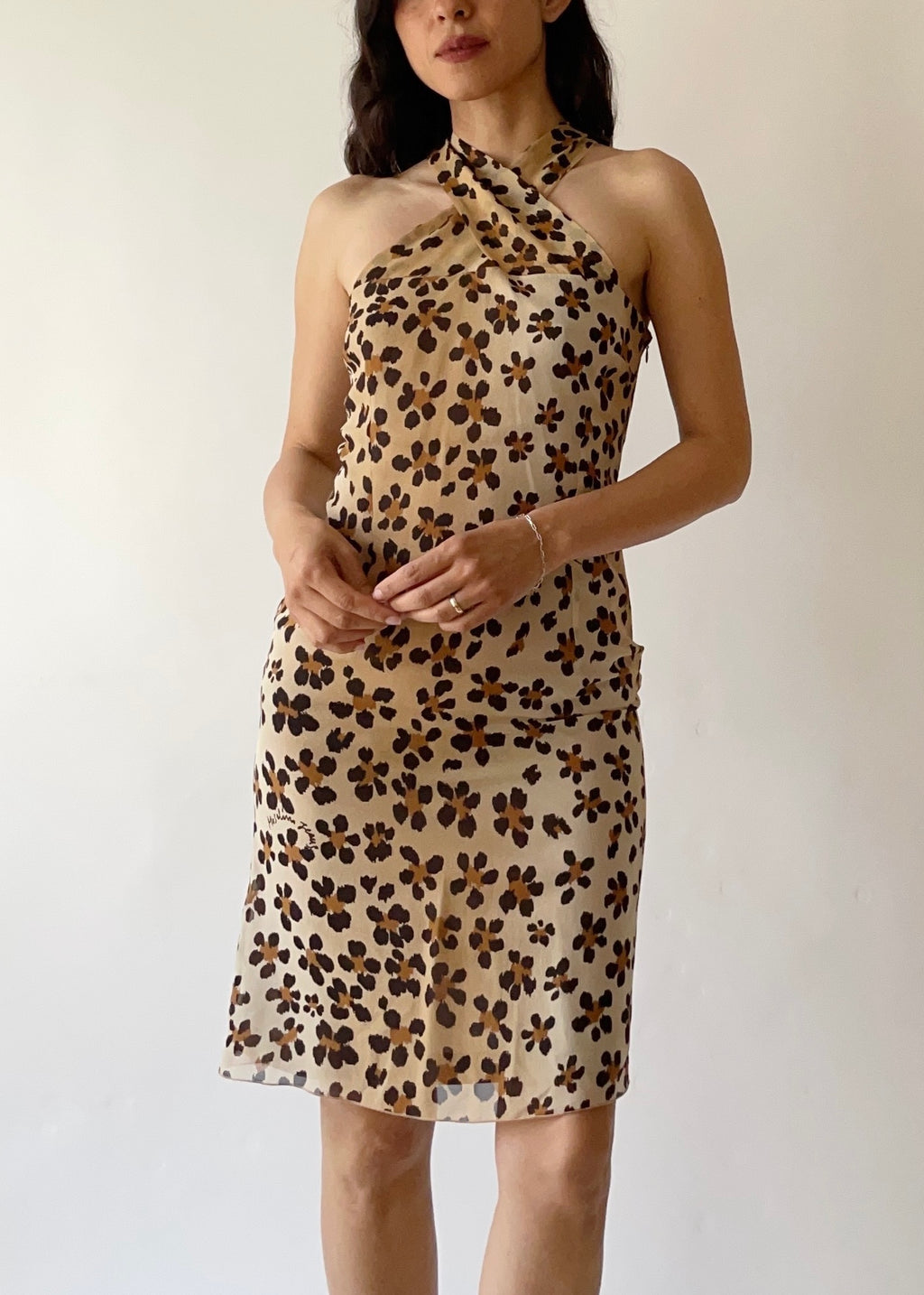 90s / 00s Moschino Flower Halter Dress