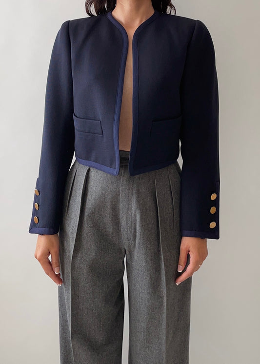 Vintage YSL Navy Cropped Jacket