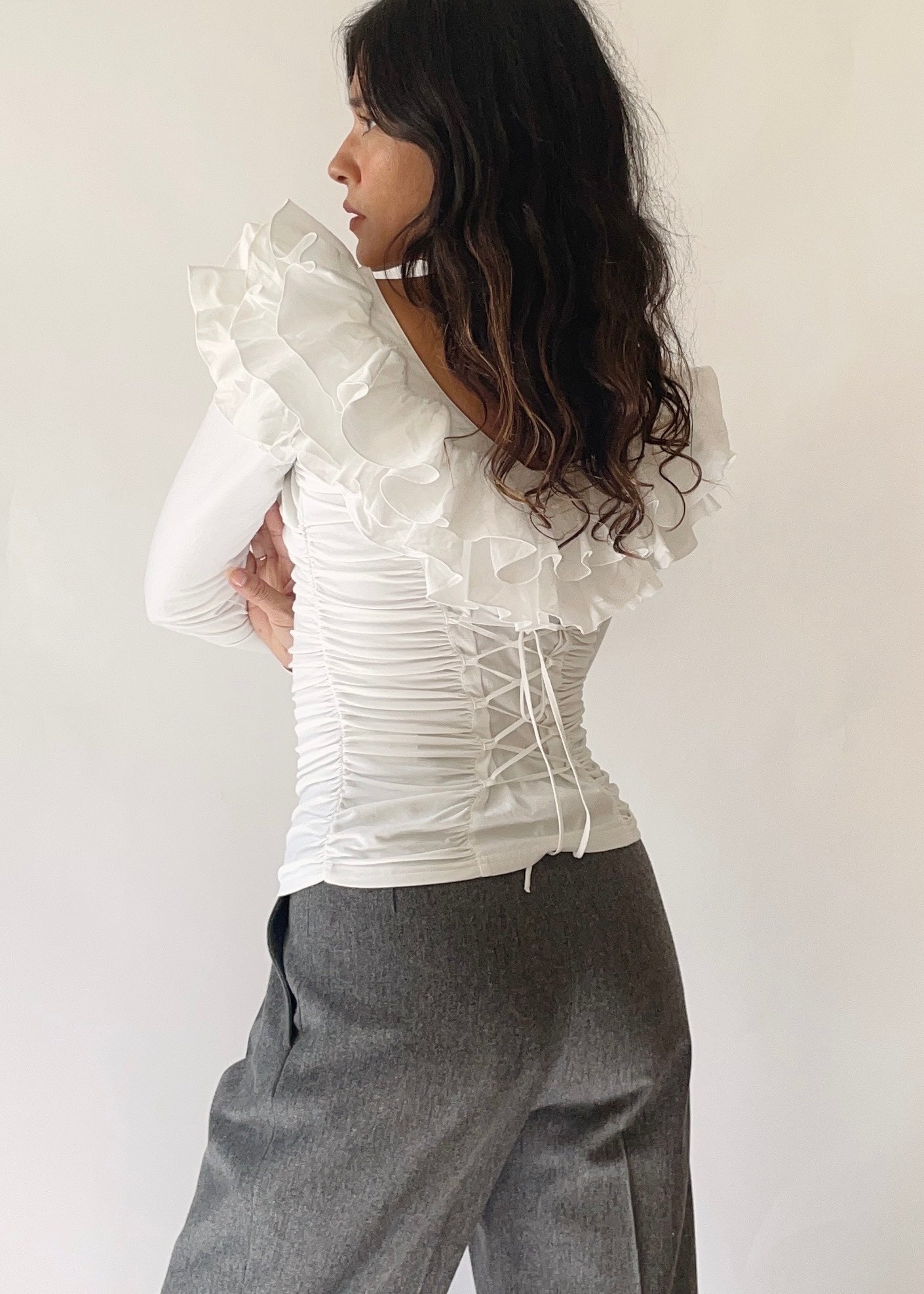 Anne Fontaine Ruffle Corset Top