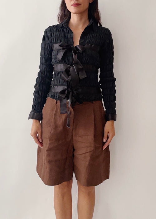 1990s Anne Fontaine Black Bows Top