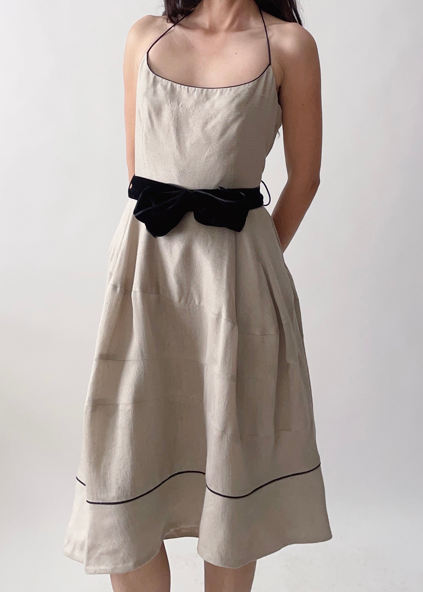 Vintage YSL Silk and Velvet Halter Dress