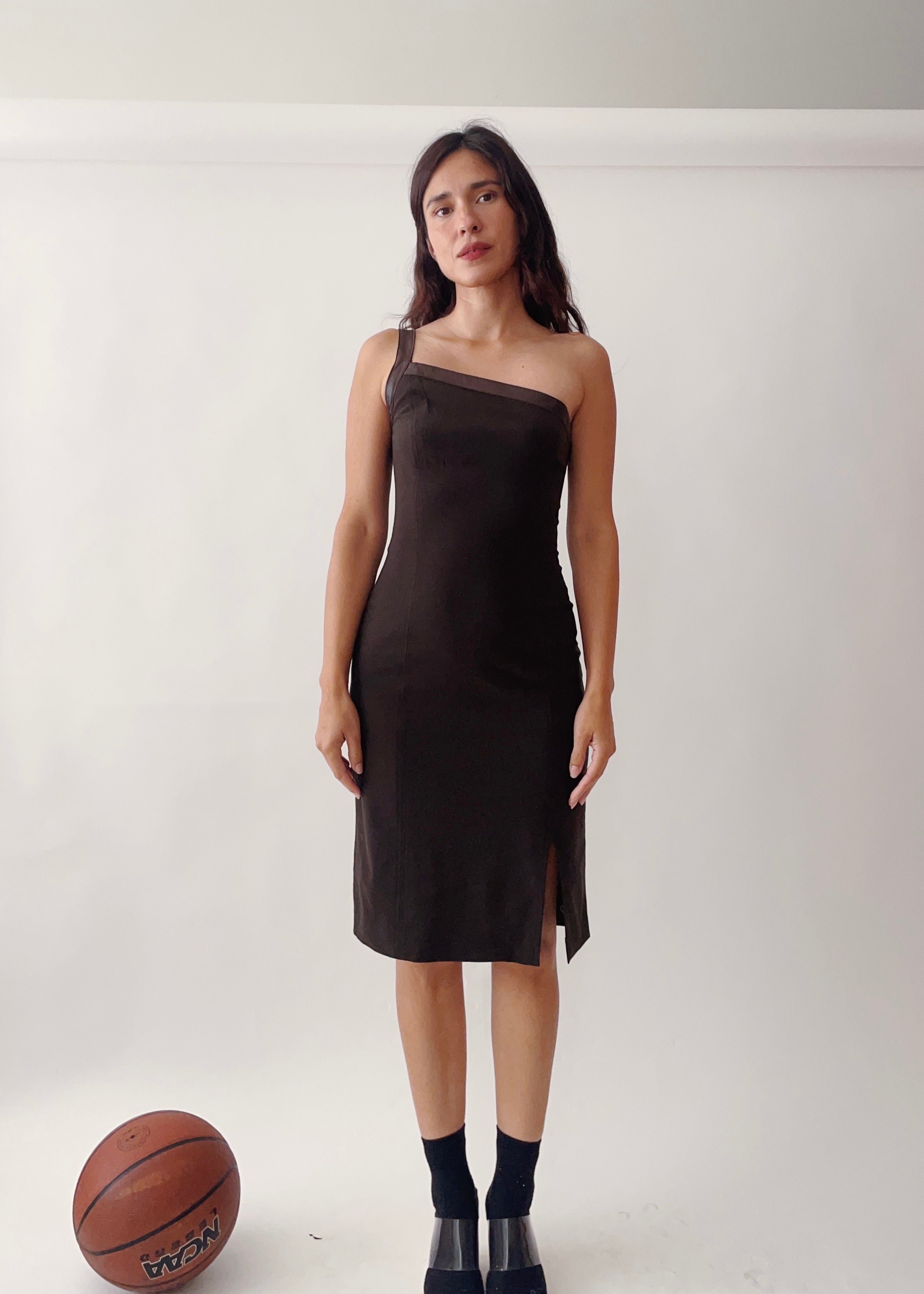 Plein Sud Brown One-Shoulder Dress