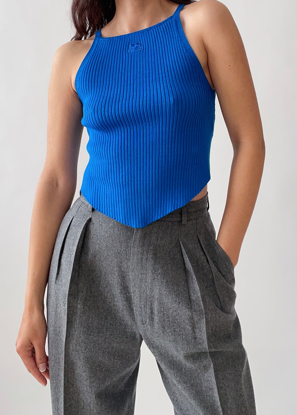 Courreges Rib-Knit Tank Top