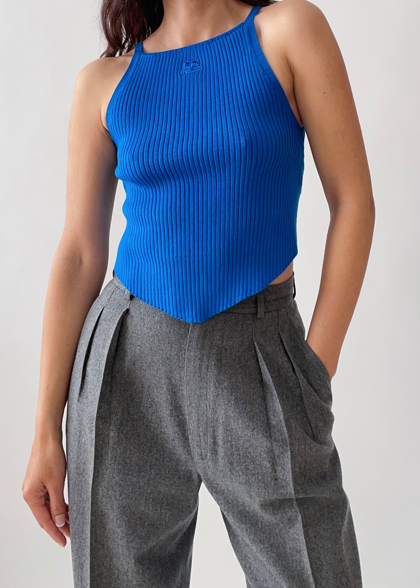 Courreges Rib-Knit Tank Top