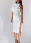 Courrèges White Knit Asymmetrical Dress