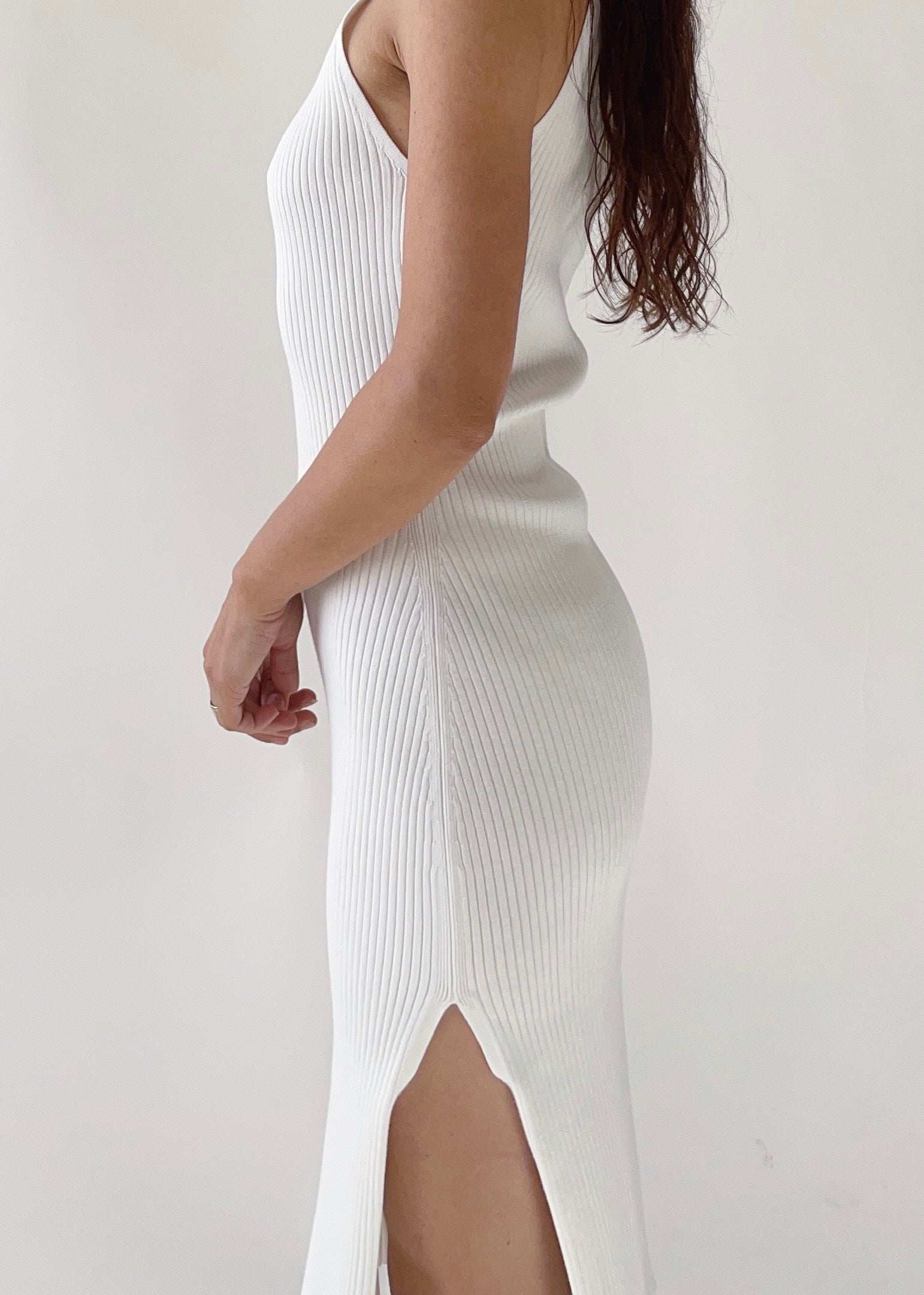 Courrèges White Knit Asymmetrical Dress