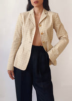 Vintage Moschino Beige Windowpane Blazer