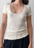 90s Anna Molinari Cream Summer Knit Top