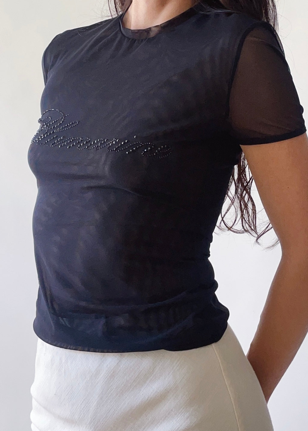 Blumarine Logo Mesh Top