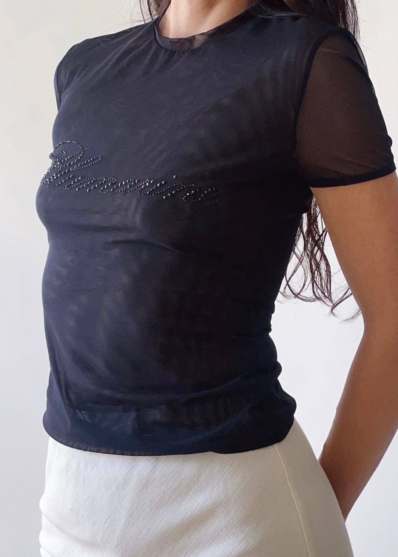 Blumarine Logo Mesh Top