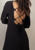 Vintage Alberta Ferretti Lace-Up Black Dress