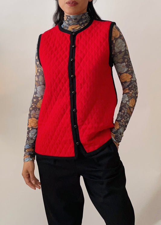 Vintage YSL Red Quilted Vest