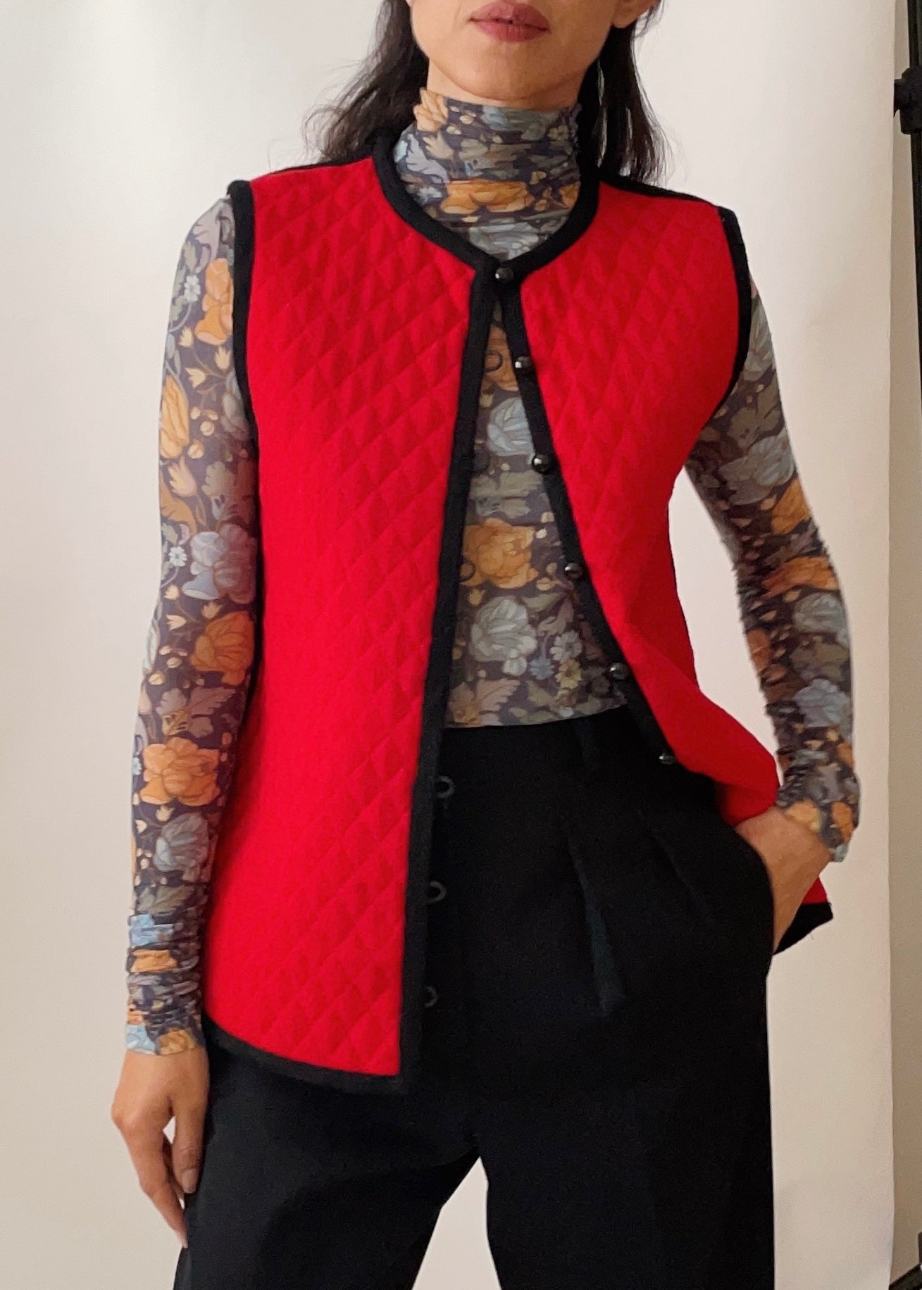 Vintage YSL Red Quilted Vest