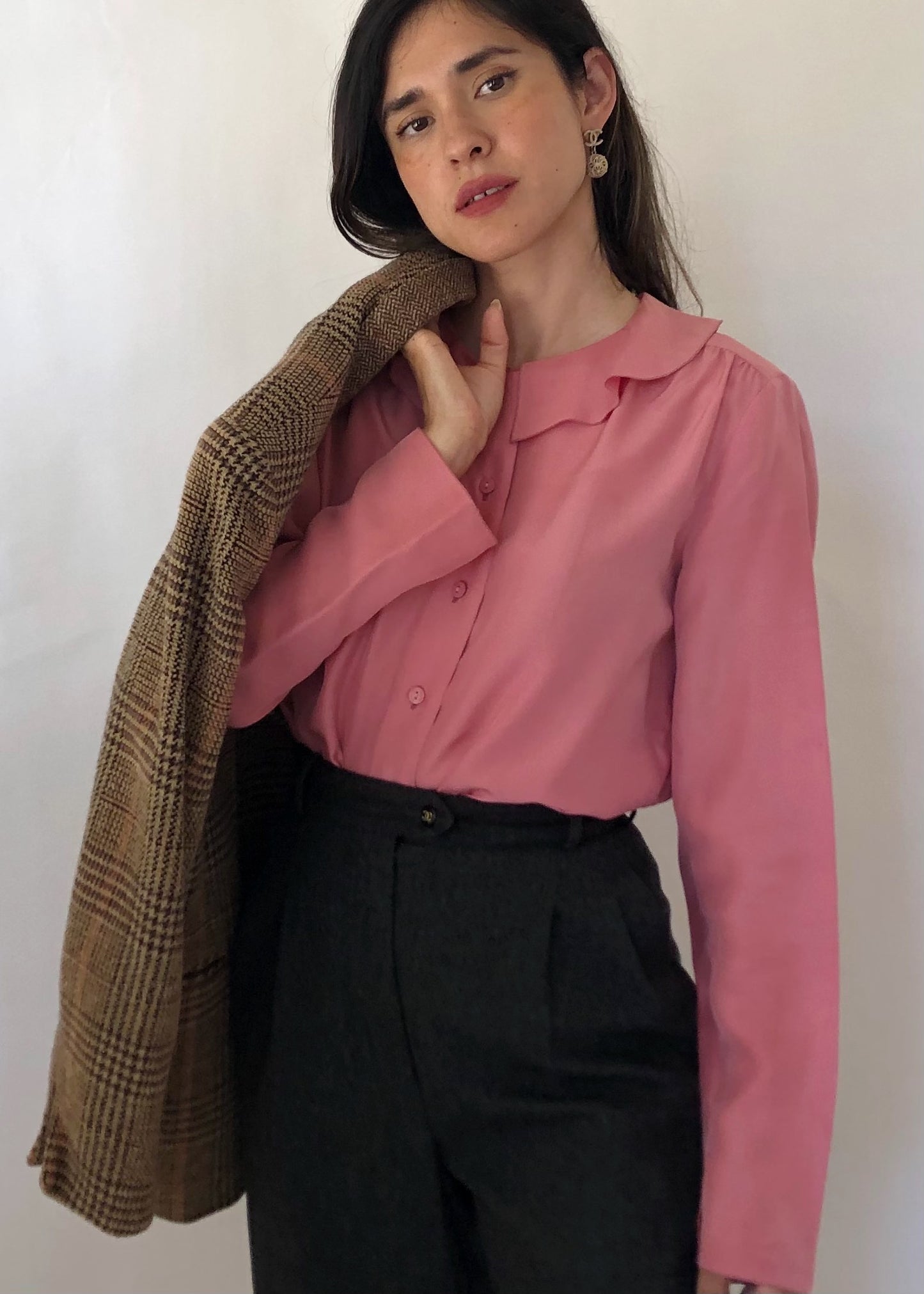 Vintage Chanel Pink Silk Blouse