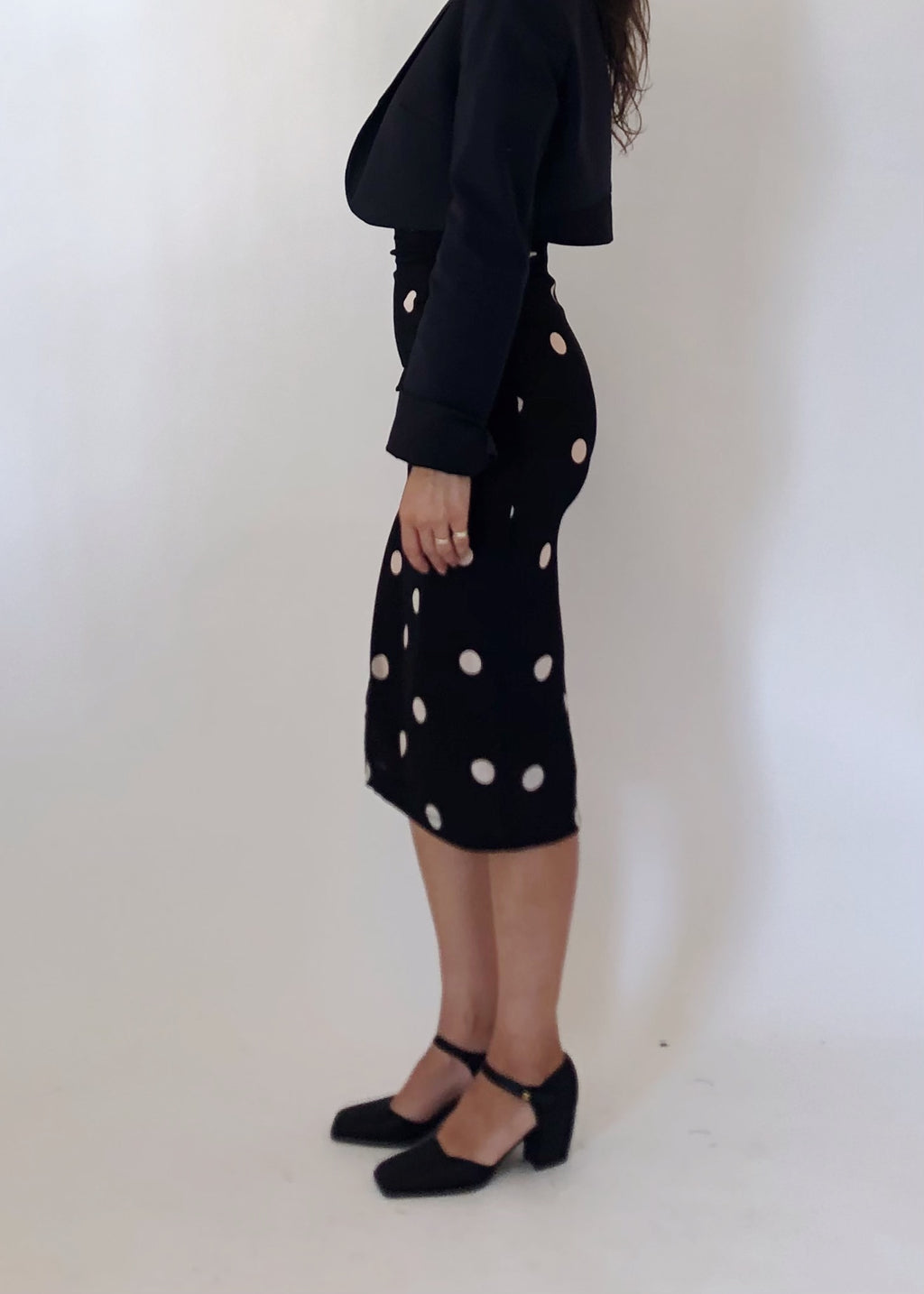 90s D&G Polka Dot Silk Skirt