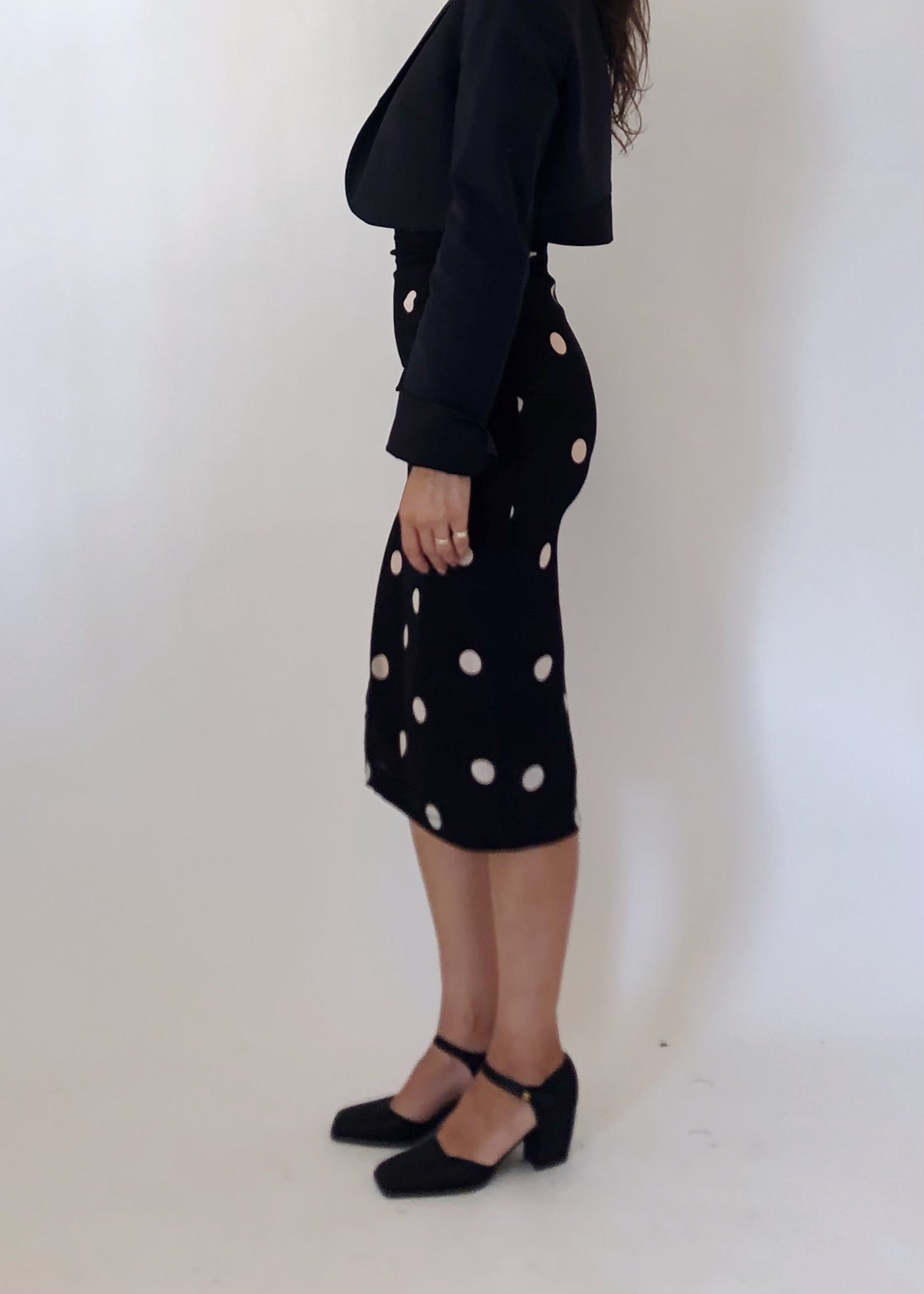 90s D&G Polka Dot Silk Skirt