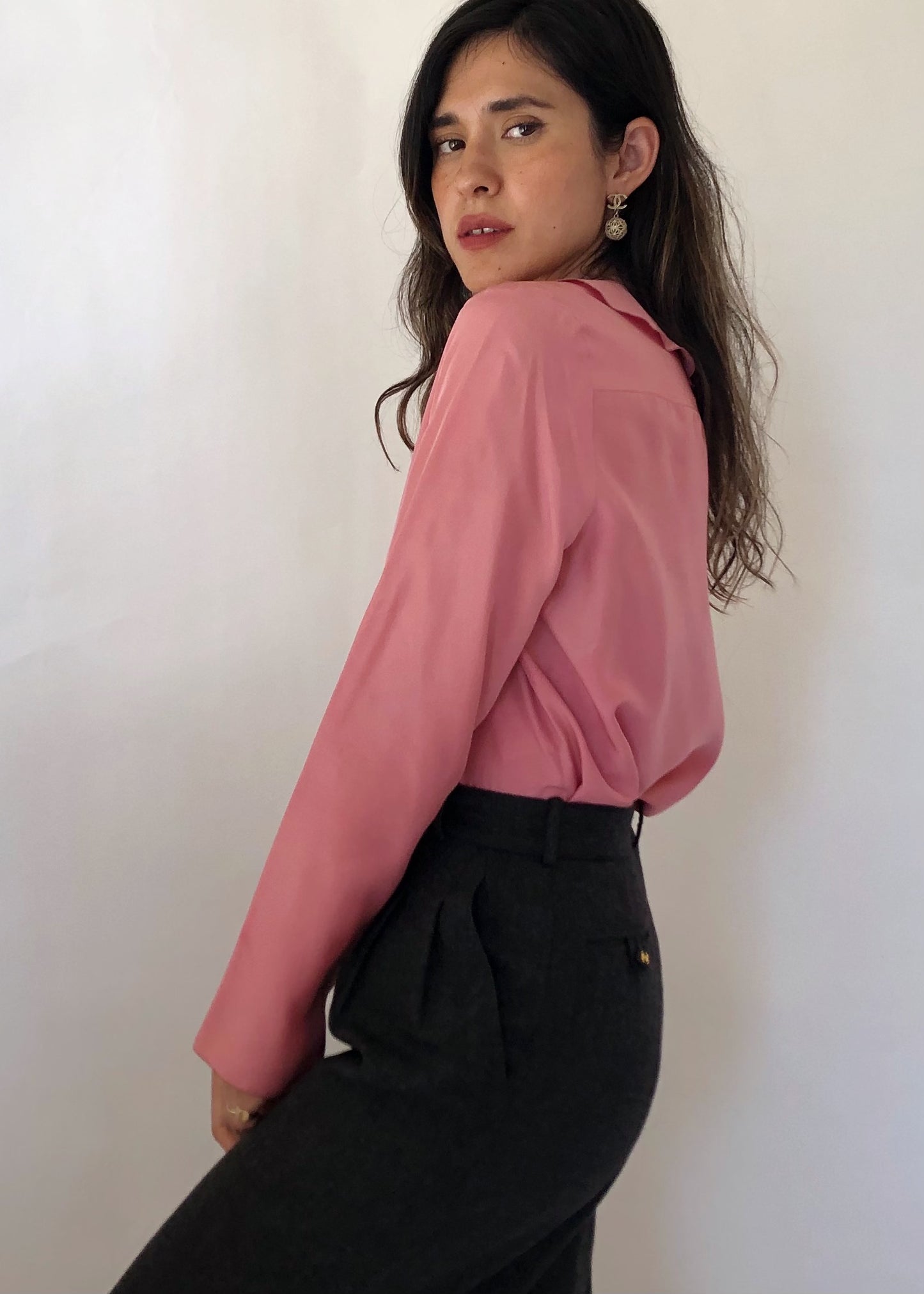 Vintage Chanel Pink Silk Blouse