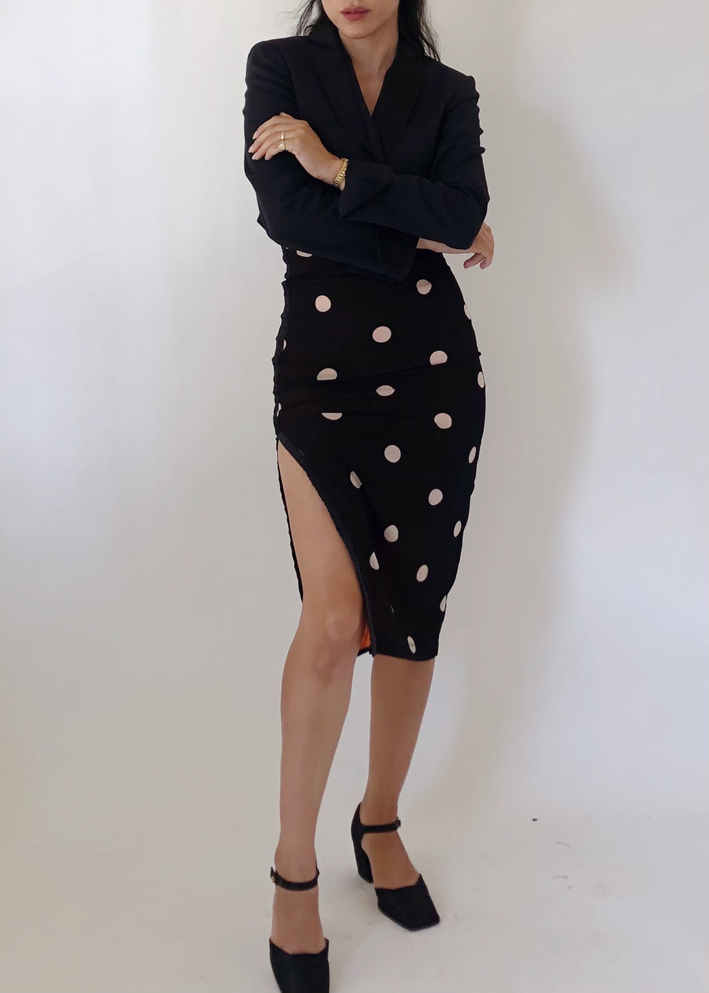 90s D&G Polka Dot Silk Skirt