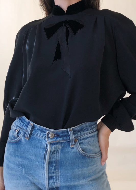 Vintage Valentino Silk Bow Blouse