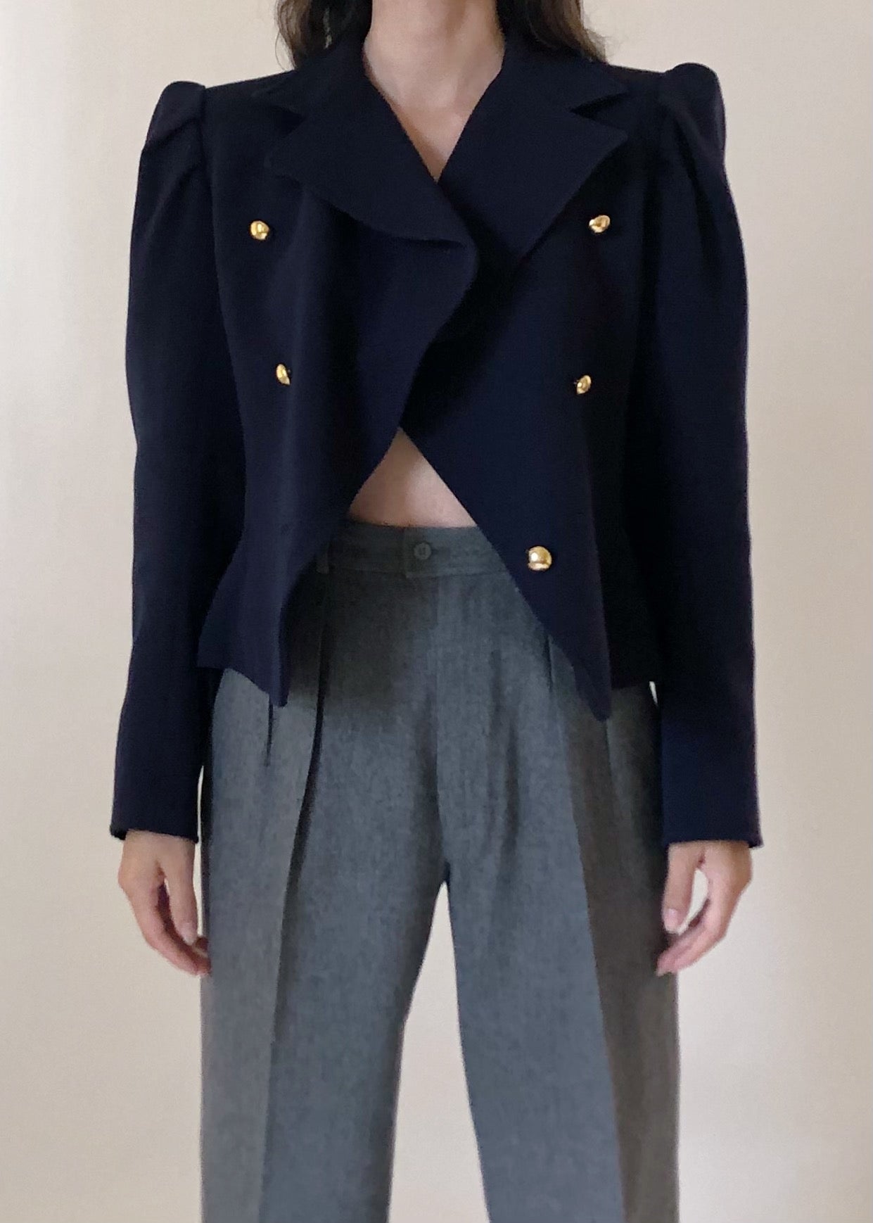 Vintage YSL Navy Cropped Jacket