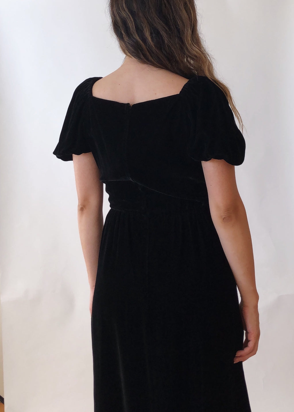 Vintage Romantic Black Velvet Dress
