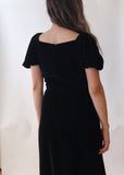 Vintage Romantic Black Velvet Dress