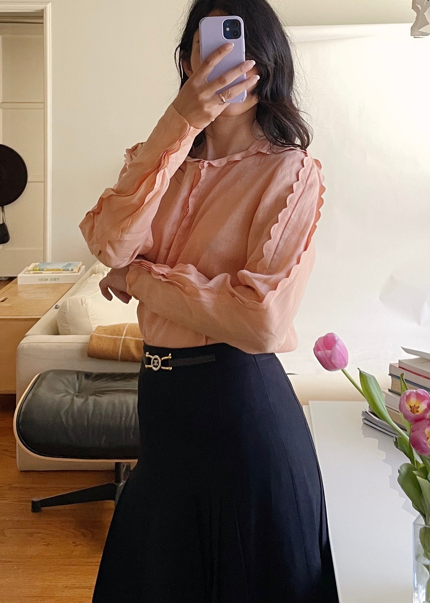 Vintage Chloe Peach Scallop Top