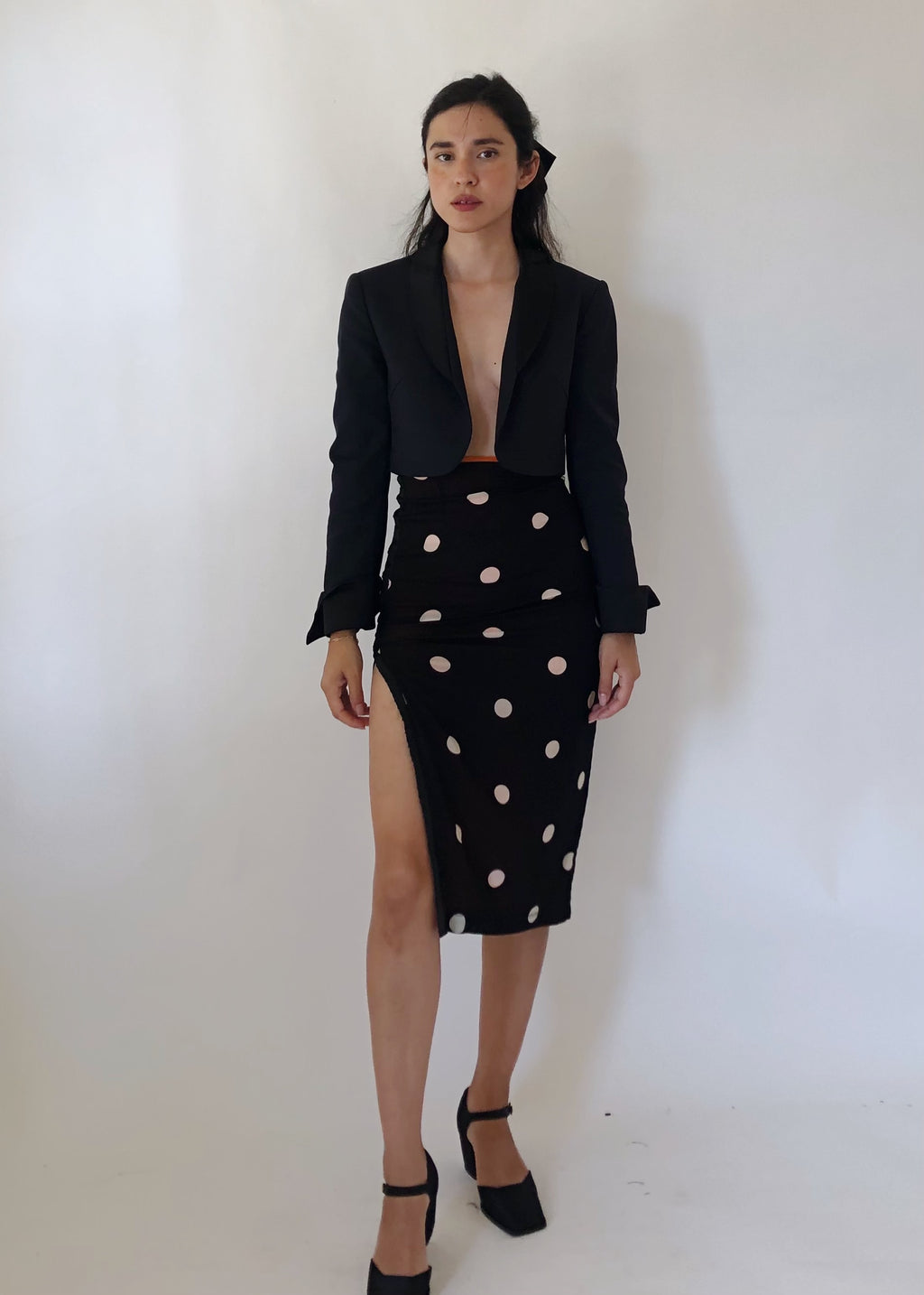 90s D&G Polka Dot Silk Skirt