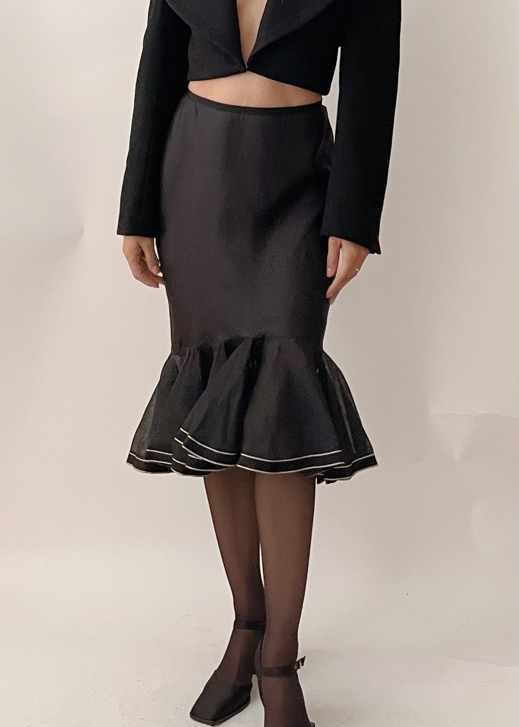 Vintage Moschino Ruffle Pencil Skirt