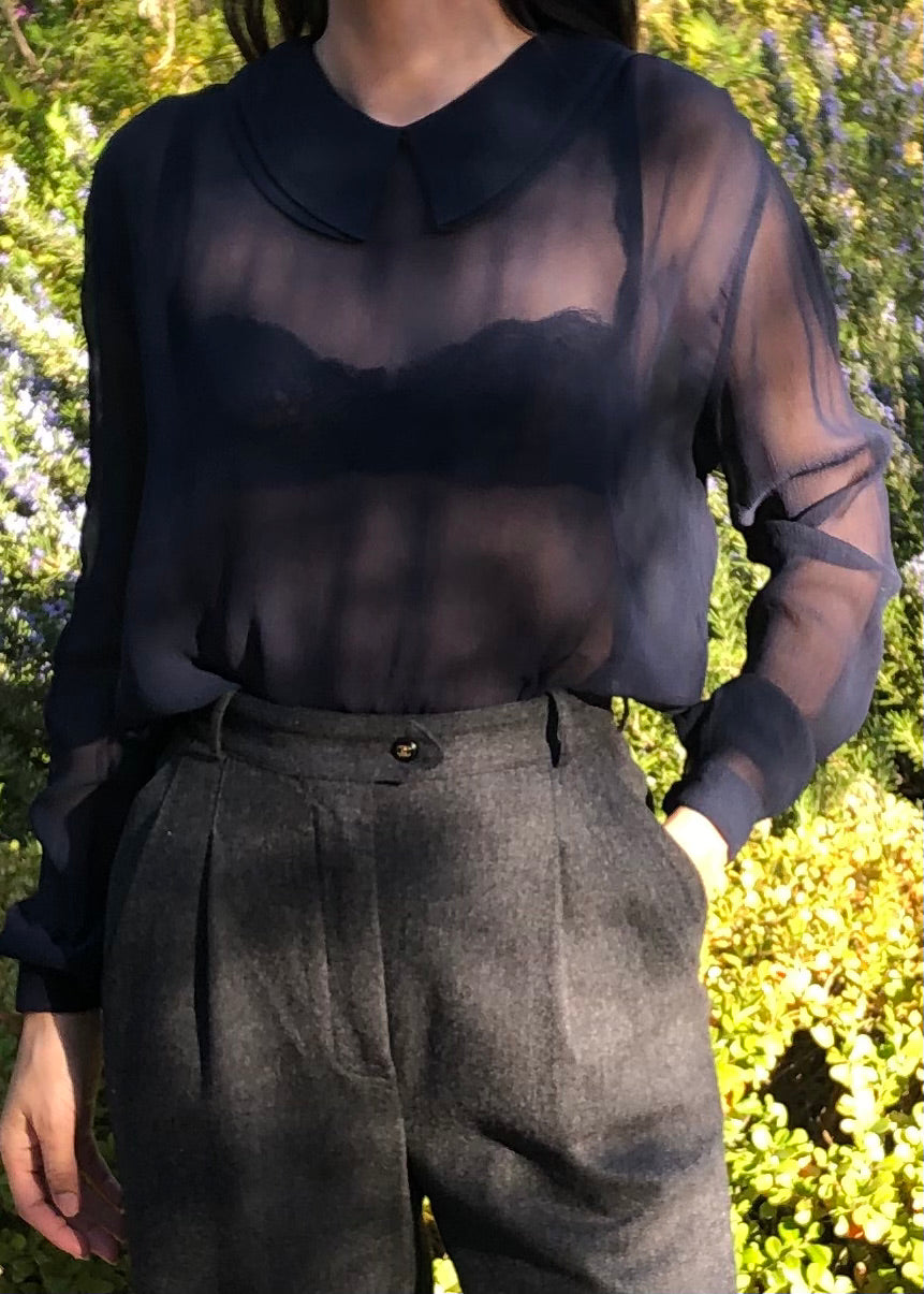 Giorgio Armani Silk Collar Top