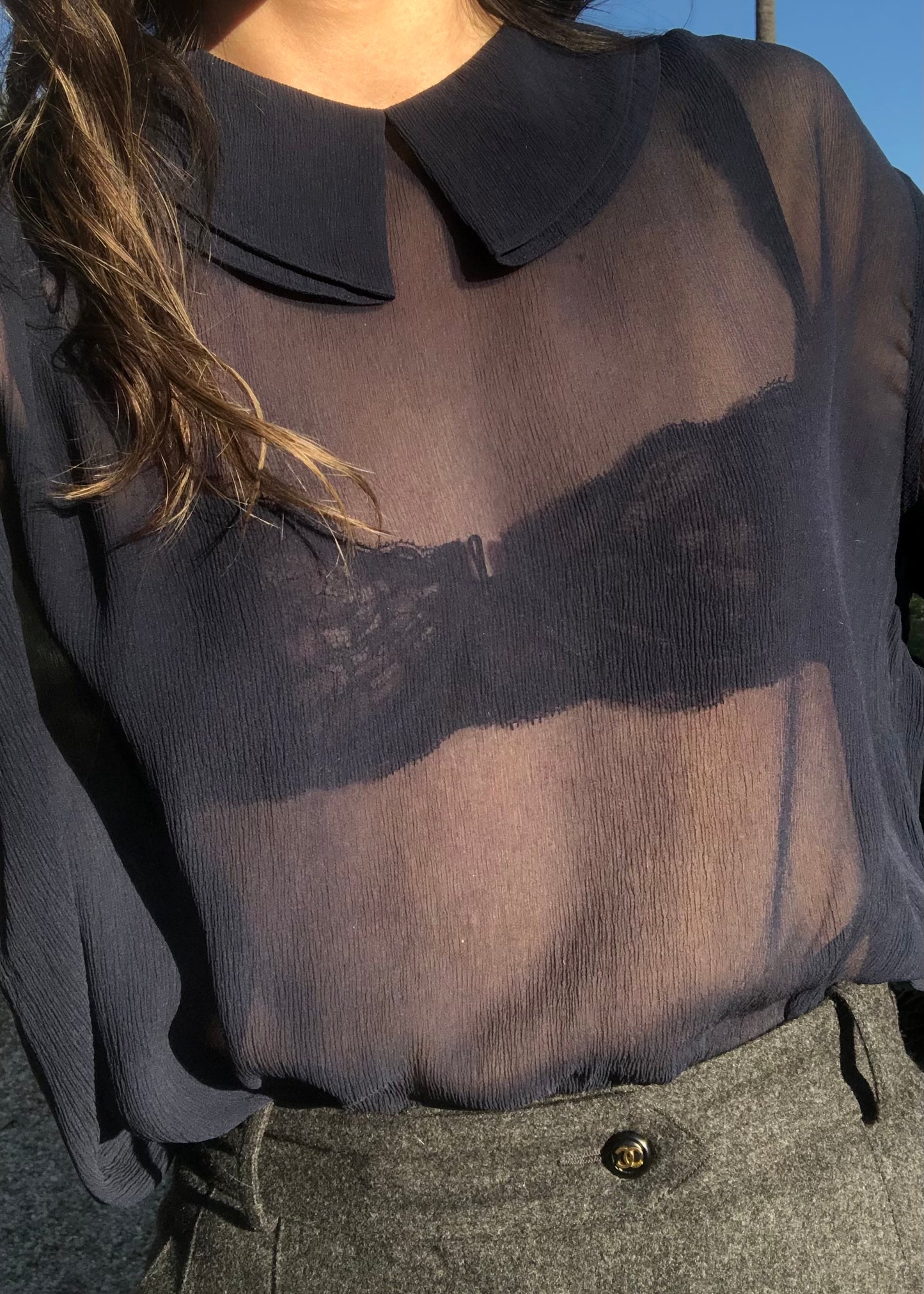 Giorgio Armani Silk Collar Top