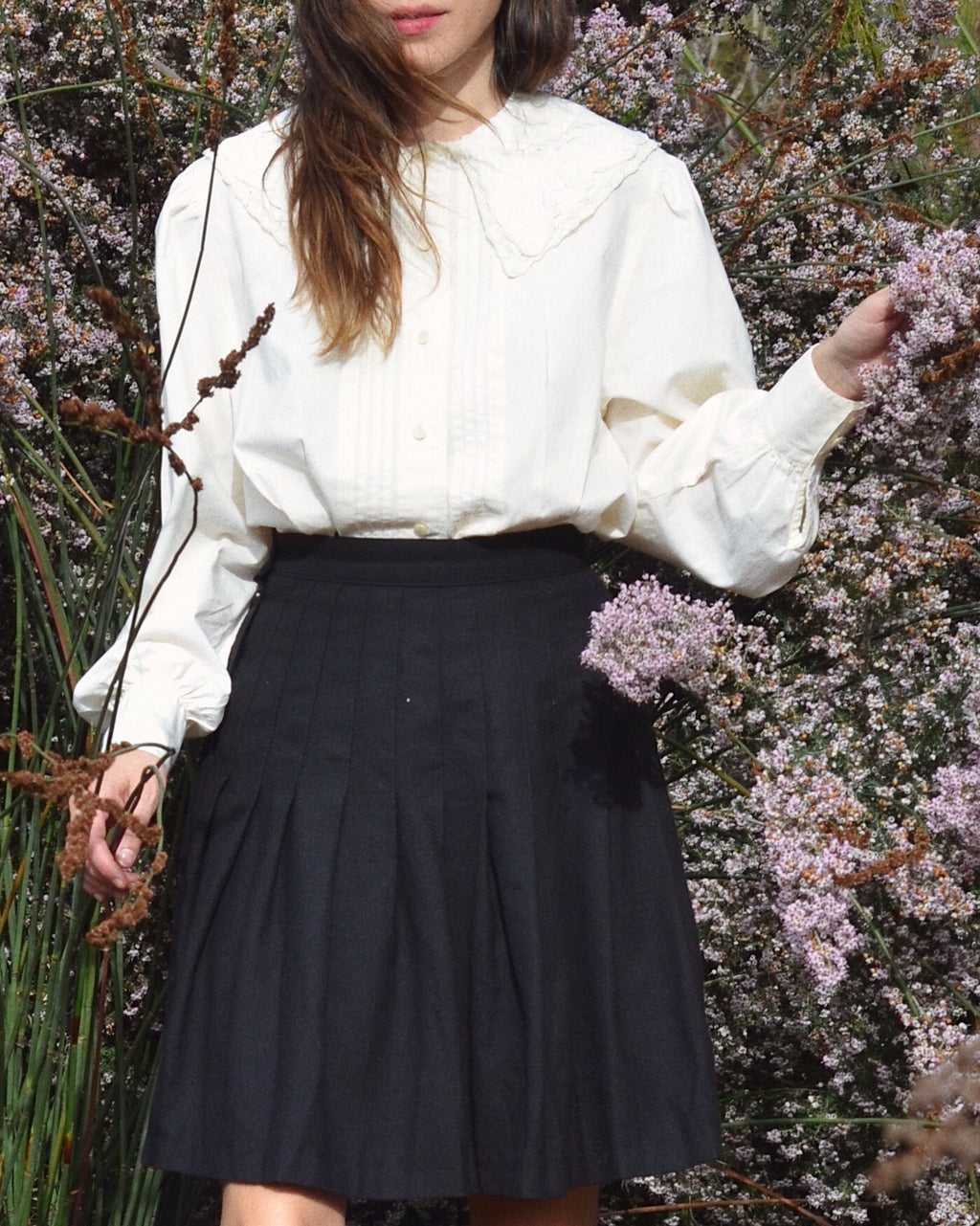 Double Collar Cotton Puff Blouse