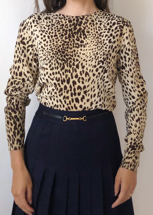 Vintage Valentino Silk Animal Print Blouse