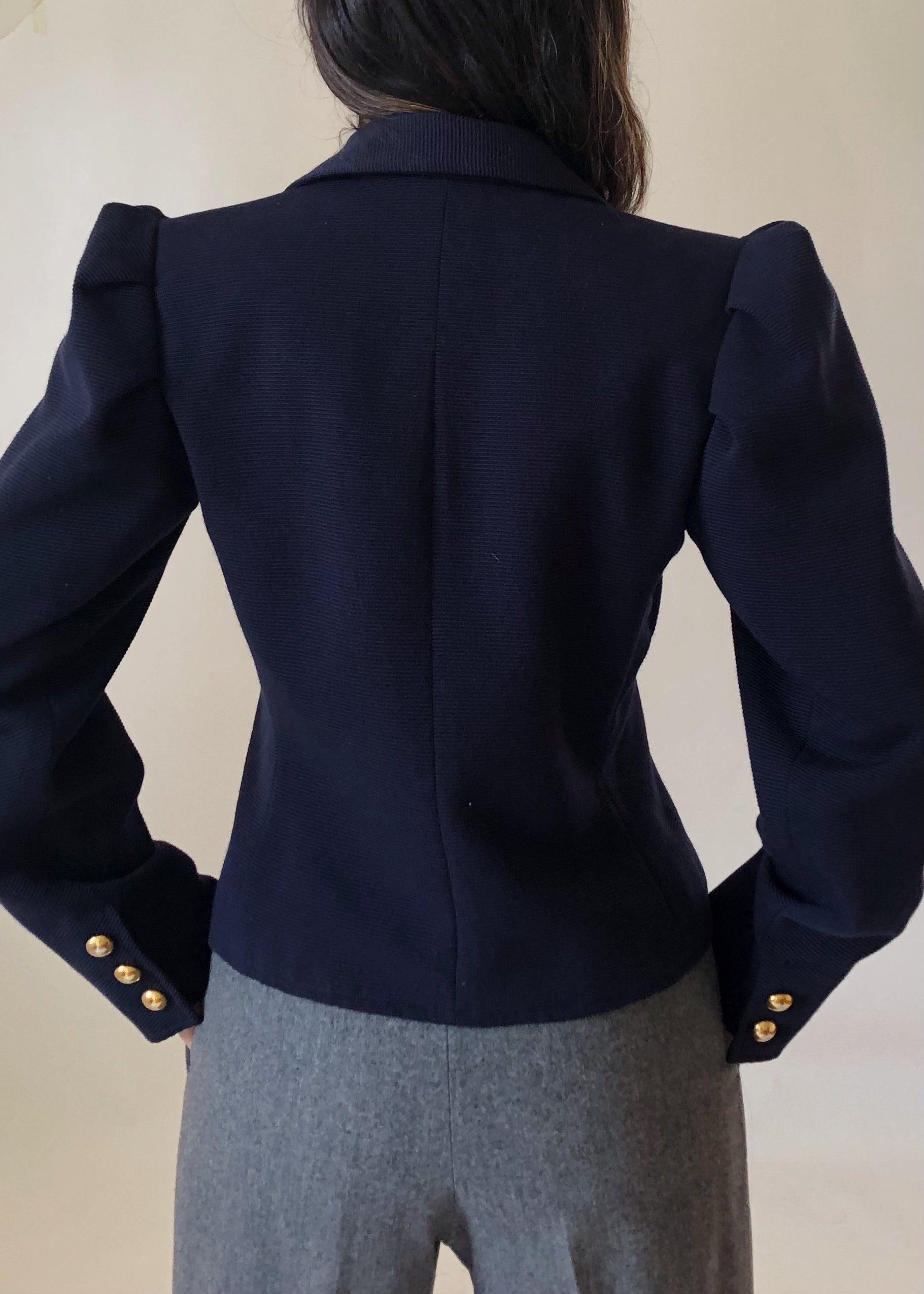 Vintage YSL Navy Cropped Jacket