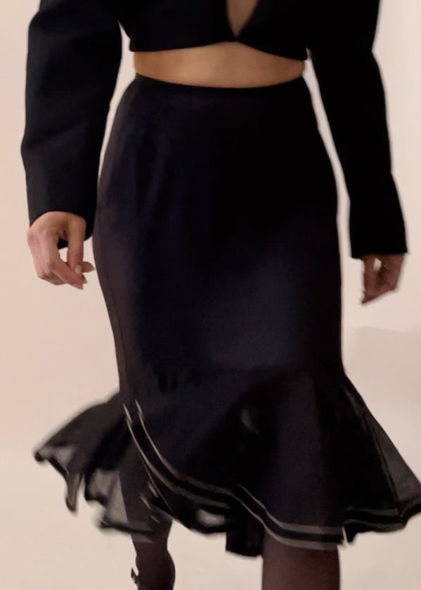 Vintage Moschino Ruffle Pencil Skirt