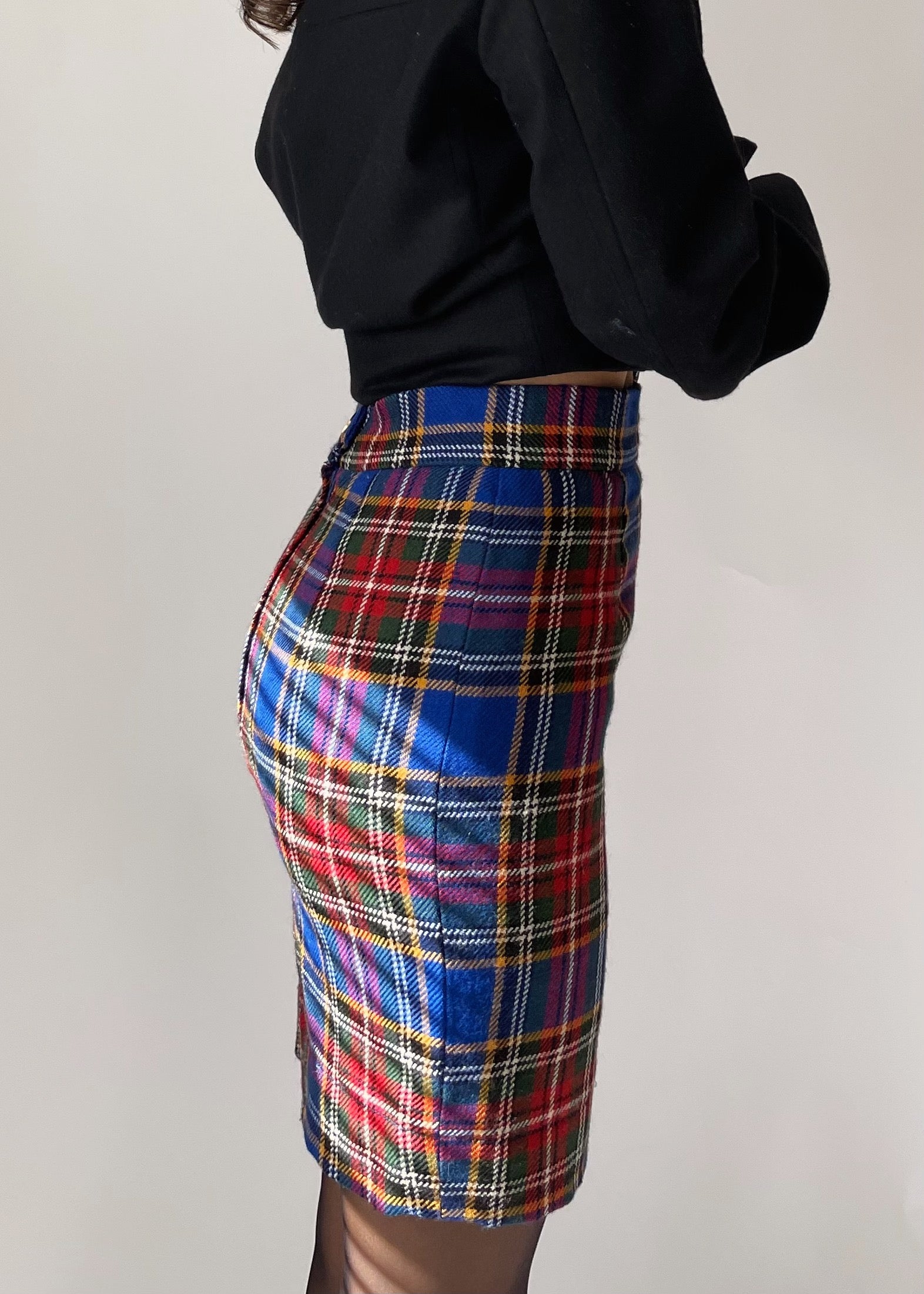 90s Moschino Tartan Mini Skirt