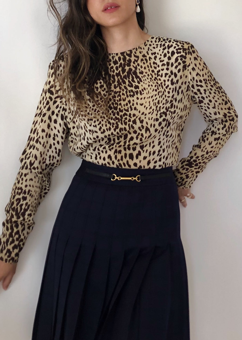 Vintage Valentino Silk Animal Print Blouse