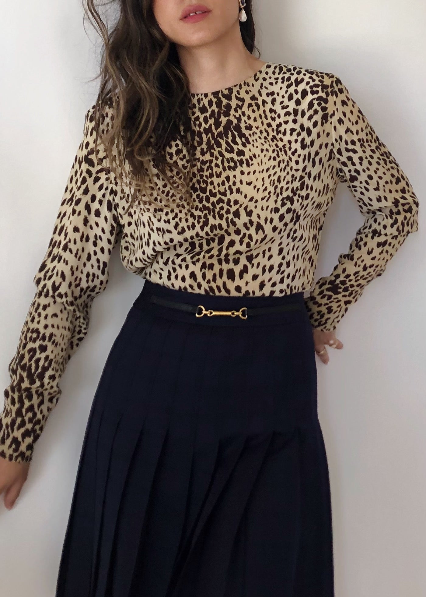 Vintage Valentino Silk Animal Print Blouse