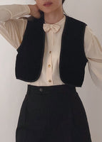 Vintage Quilted Black Velvet Vest