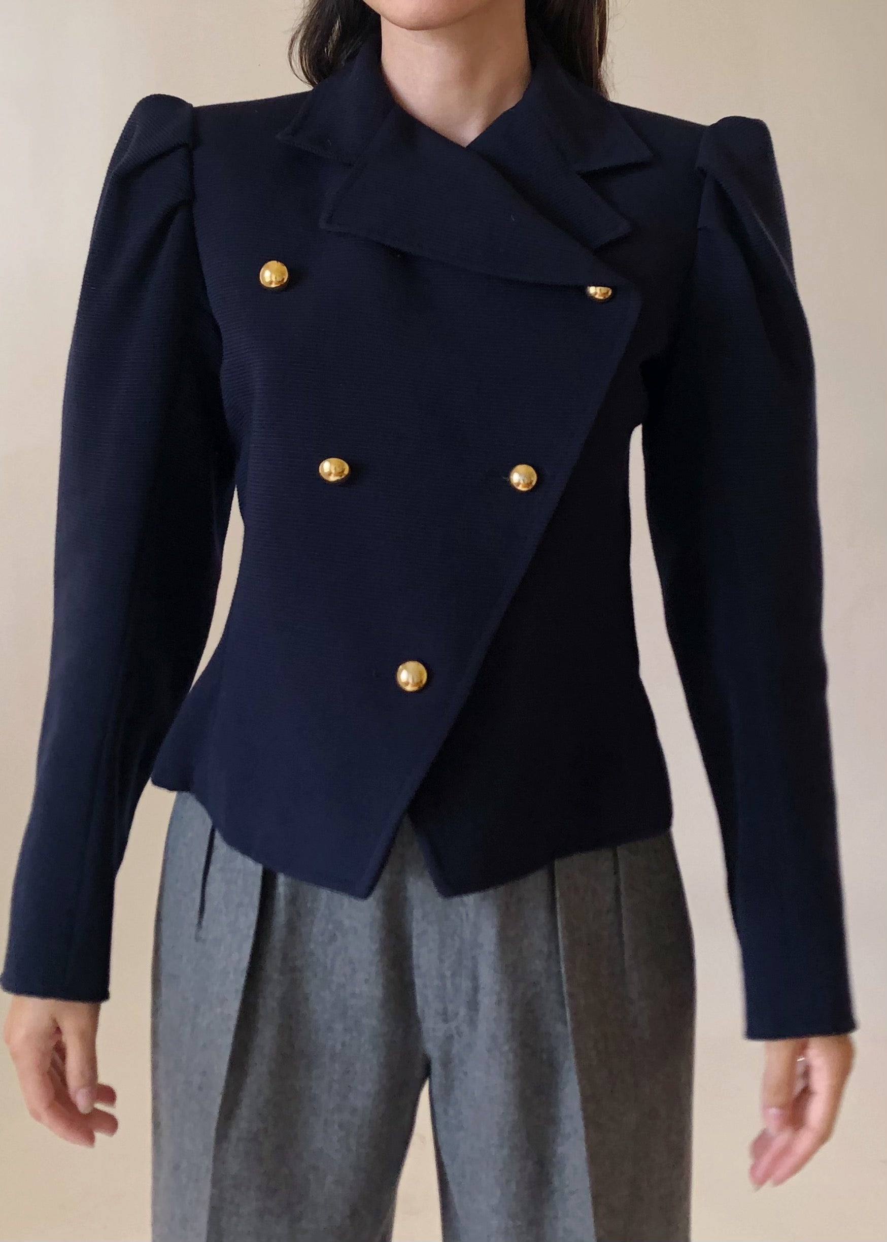 Vintage YSL Navy Cropped Jacket