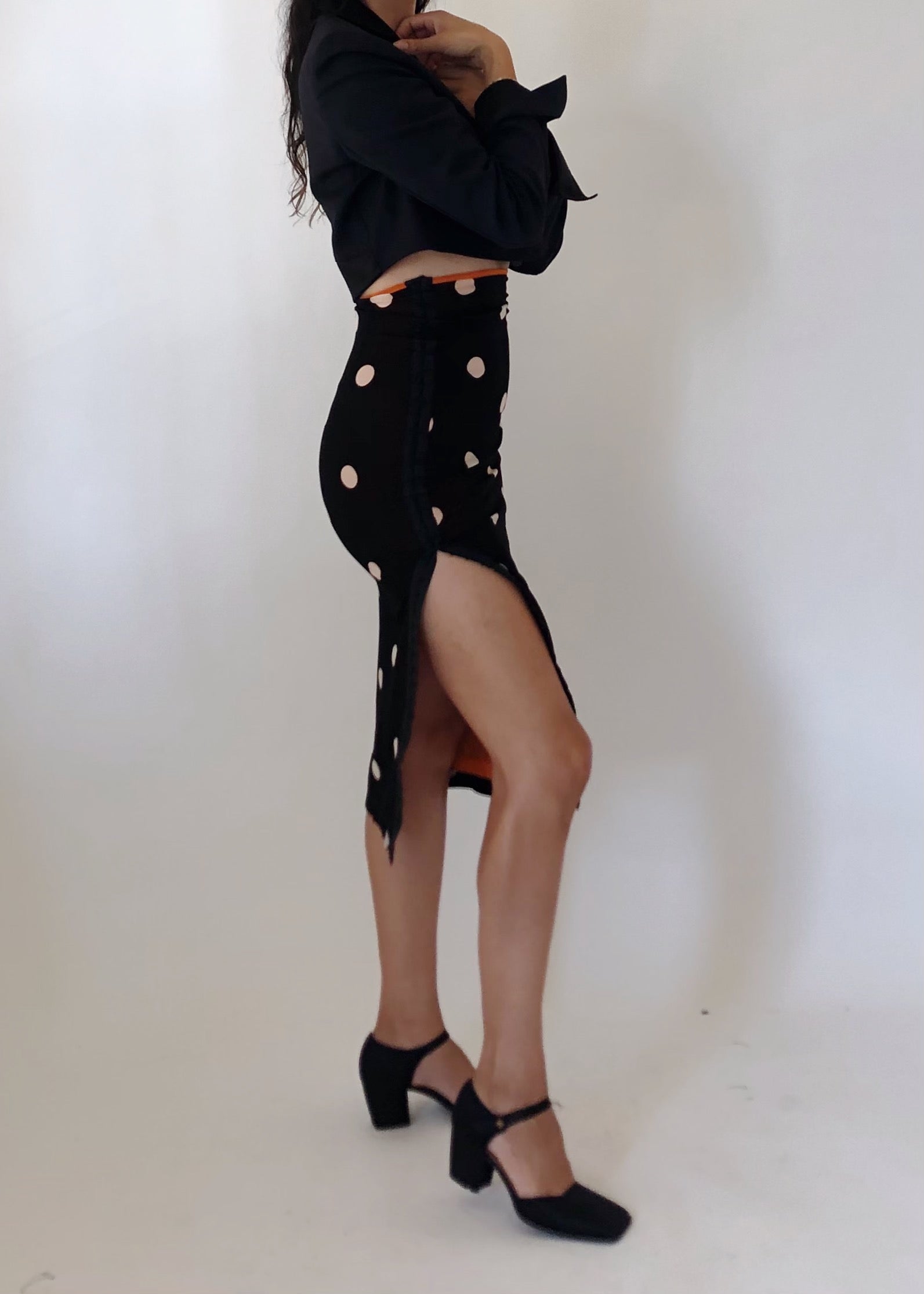 90s D&G Polka Dot Silk Skirt